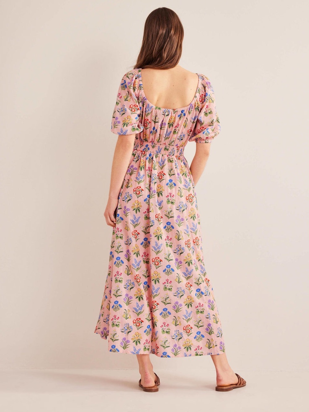 NWT Boden Scoop Neck Midi Dress in Dusty Pink, Spring Garden floral, Size 10 - Picture 3 of 14